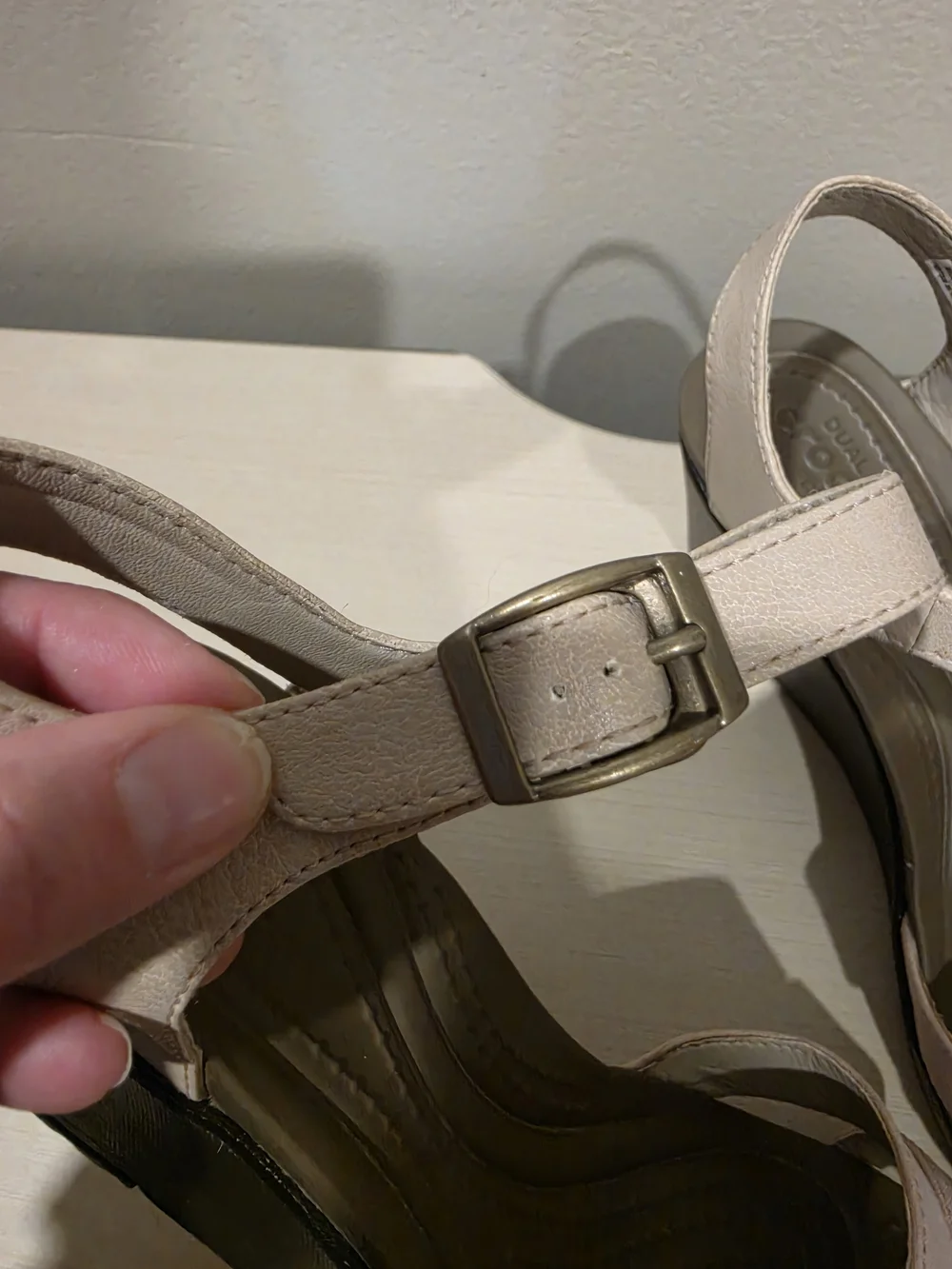 CROCS Women's Beige Ankle-Strap Wedge Sandals